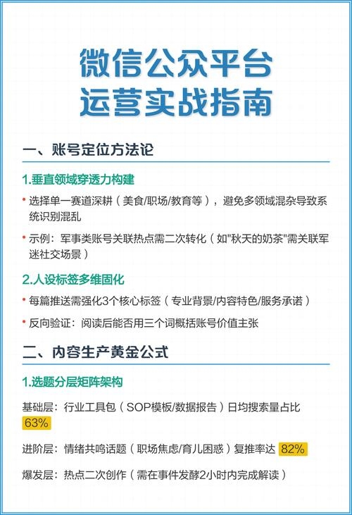 初学者如何入门微信公众号运营？建议明确定位，结合兴趣和擅长方向确立内容方向和受众群体。学习和实践相结合，阅读相关书籍、观看教学视频并参与线上课程获取必备技能。注重文章排版和原创性，借助社交平台进行多渠道宣传。耐心坚持，用心去做就能收获成功！插图