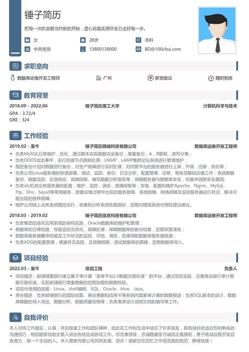 数据库工程师简历,专业技能与经验的深度展示插图 数据库工程师简历,专业技能与经验的深度展示插图