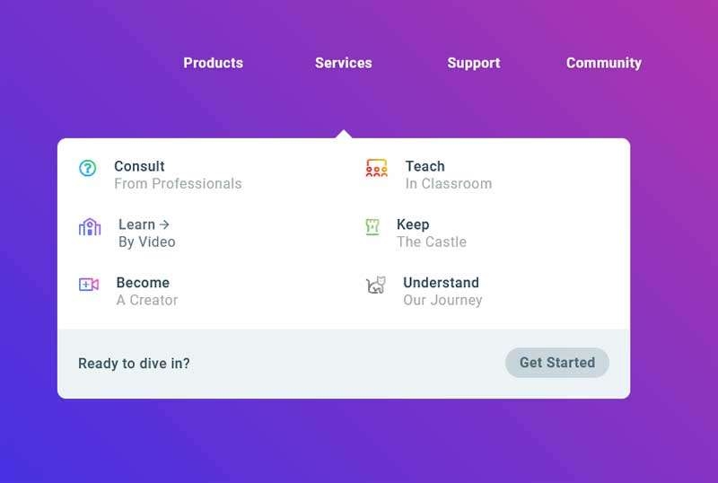 HTML鼠标悬停下拉菜单插图