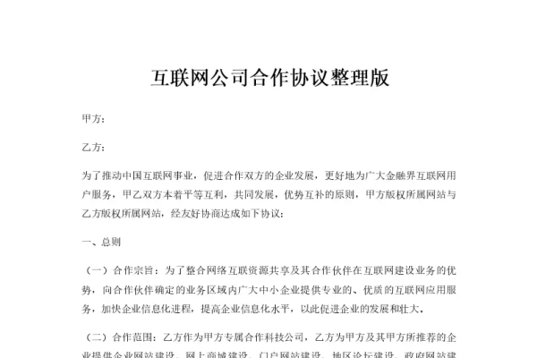 网络公司合作协议书,明确责任与权益的二人版合同-百挑一